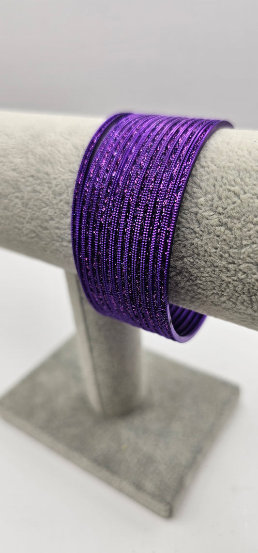 Dark Purple Sparkly Metal Bangles Size 2.8