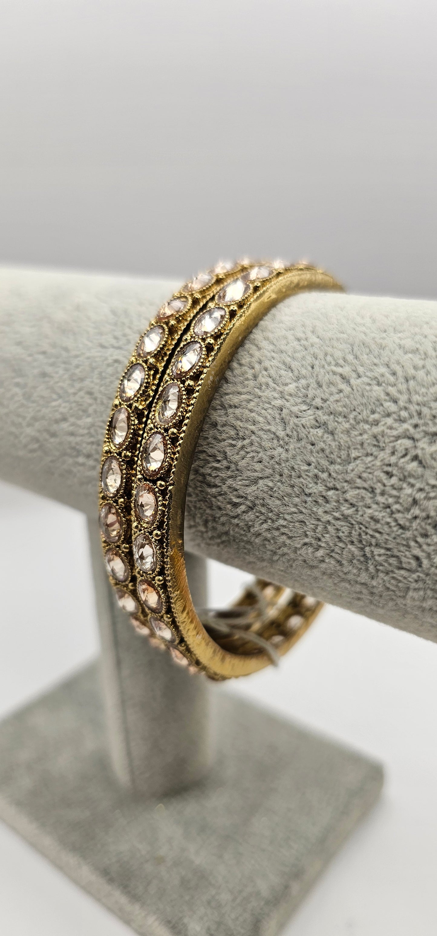 Gold & Glass Antique Polki Bangles Size 2.10