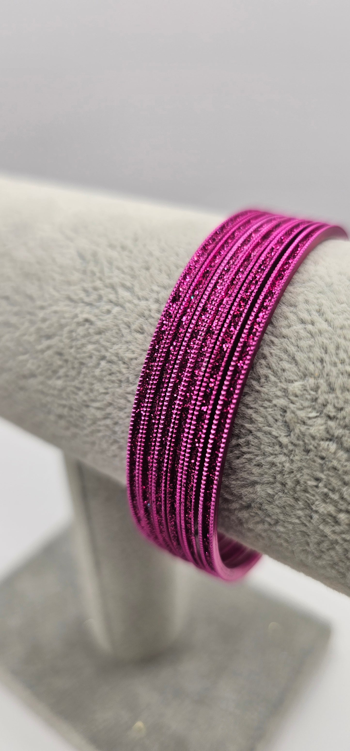 Cerise Sparkly Metal Bangles Size 2.6