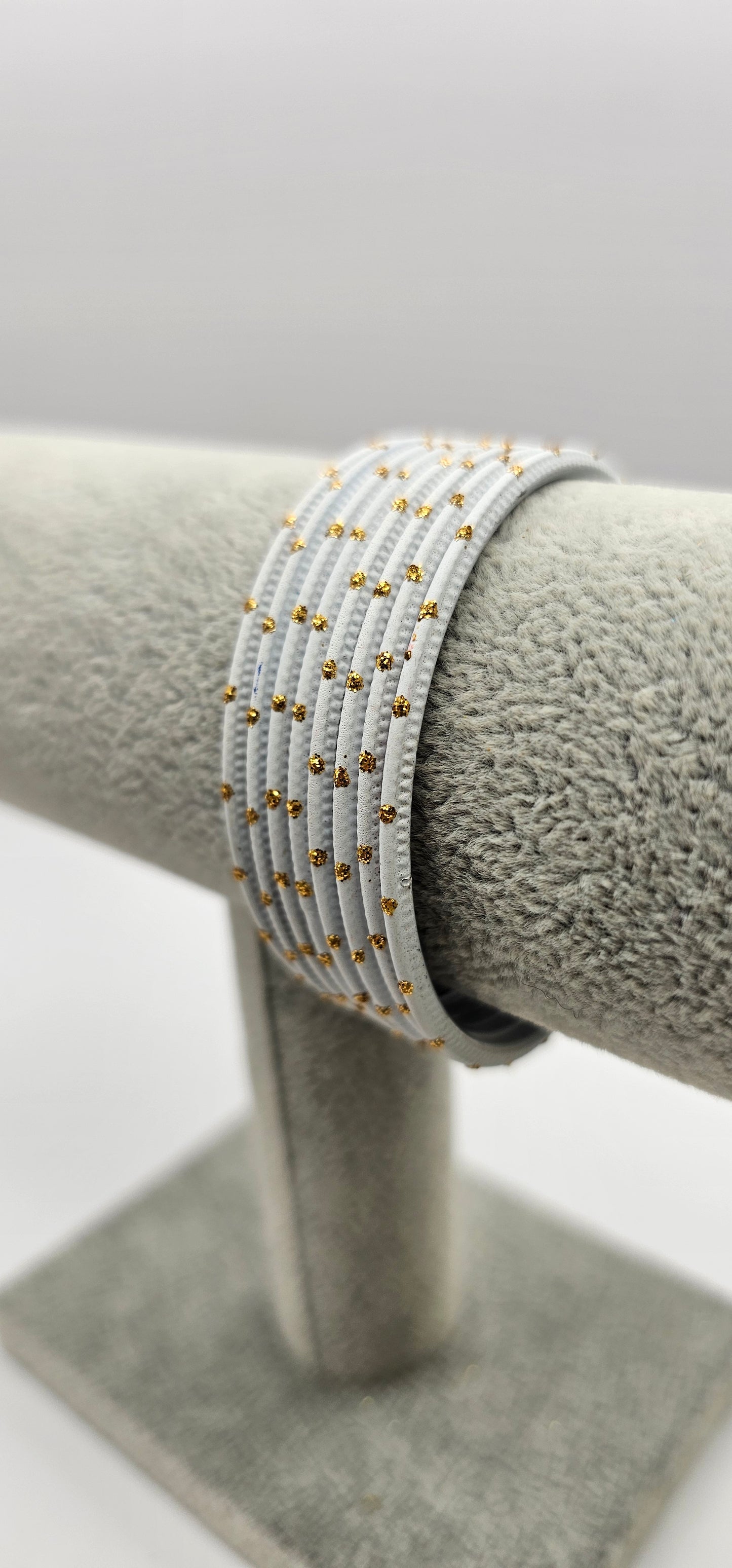 Light Blue & Gold Dot Metal Bangles