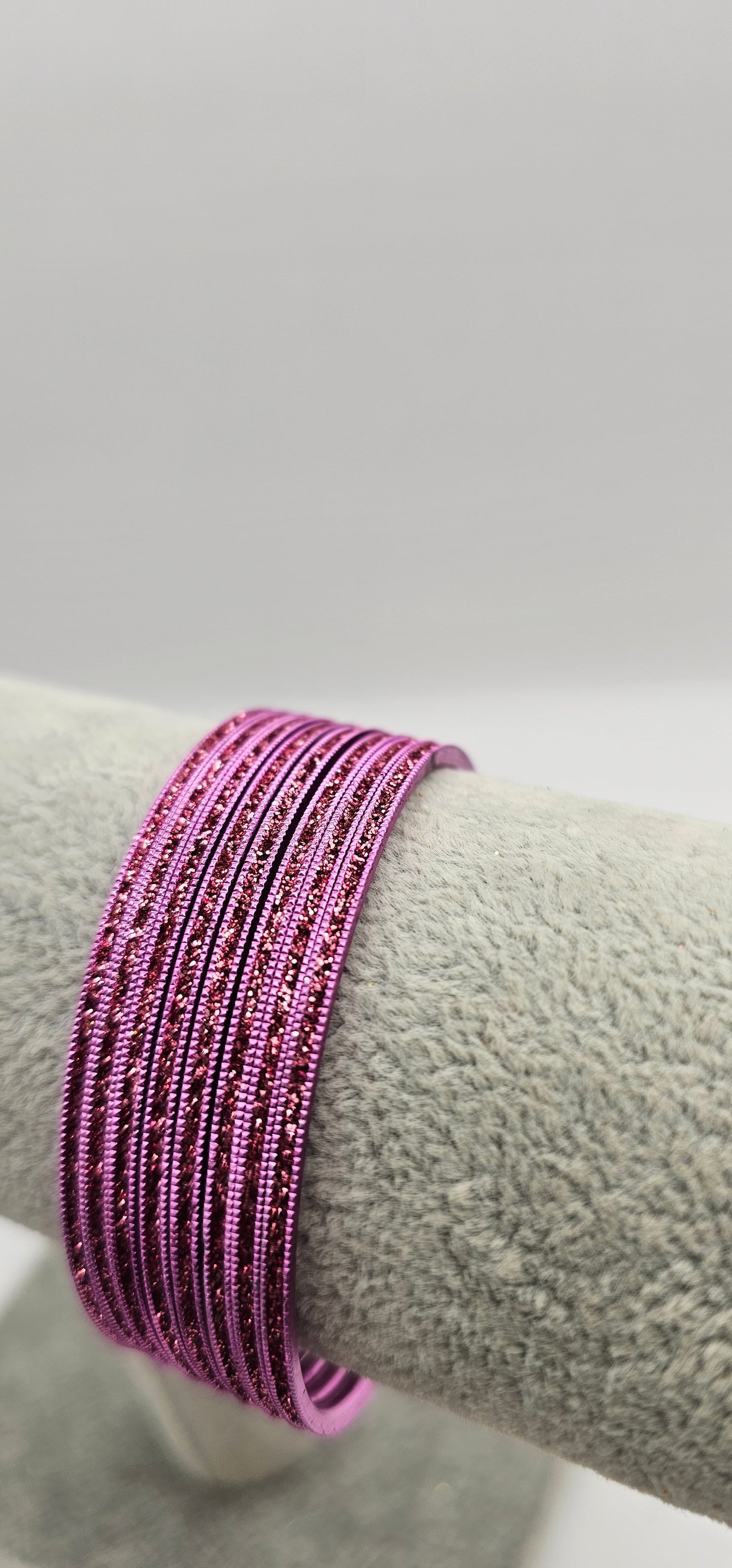 Light Pink Sparkly Indian Metal Bangles Size 2.6