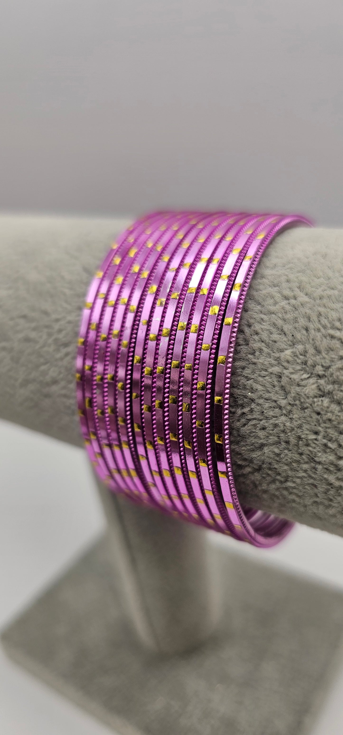 Light Pink & Gold Dot Metal Bangle Size 2.6