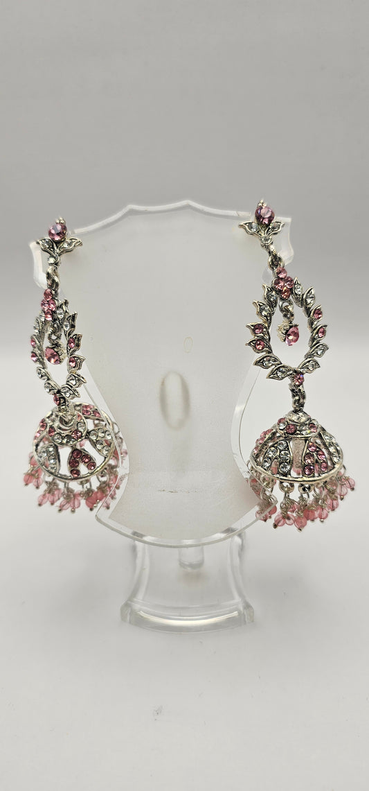 Silver Plated Light Pink Earring  Set