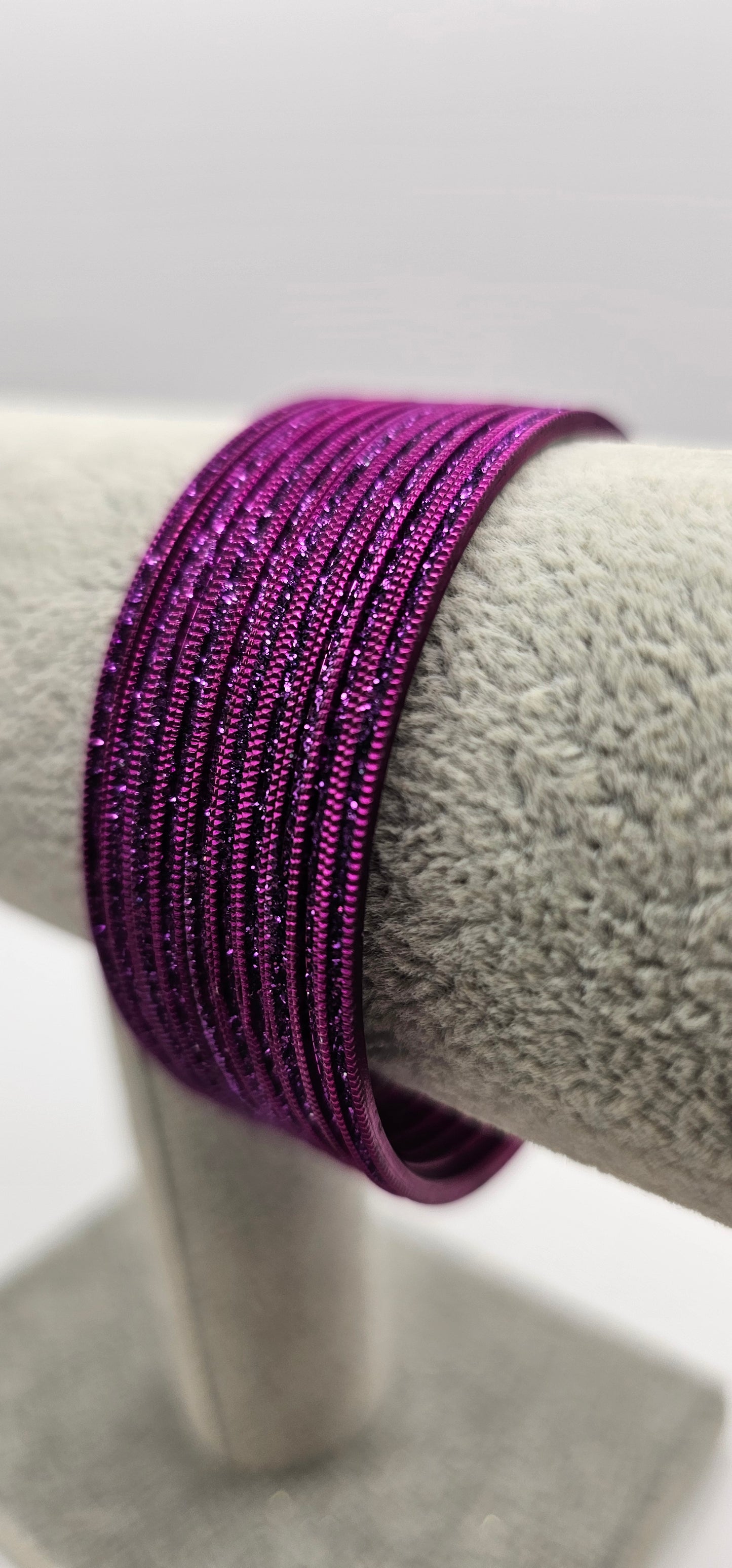 Light Purple Sparkly Metal Bangles Size 2.6