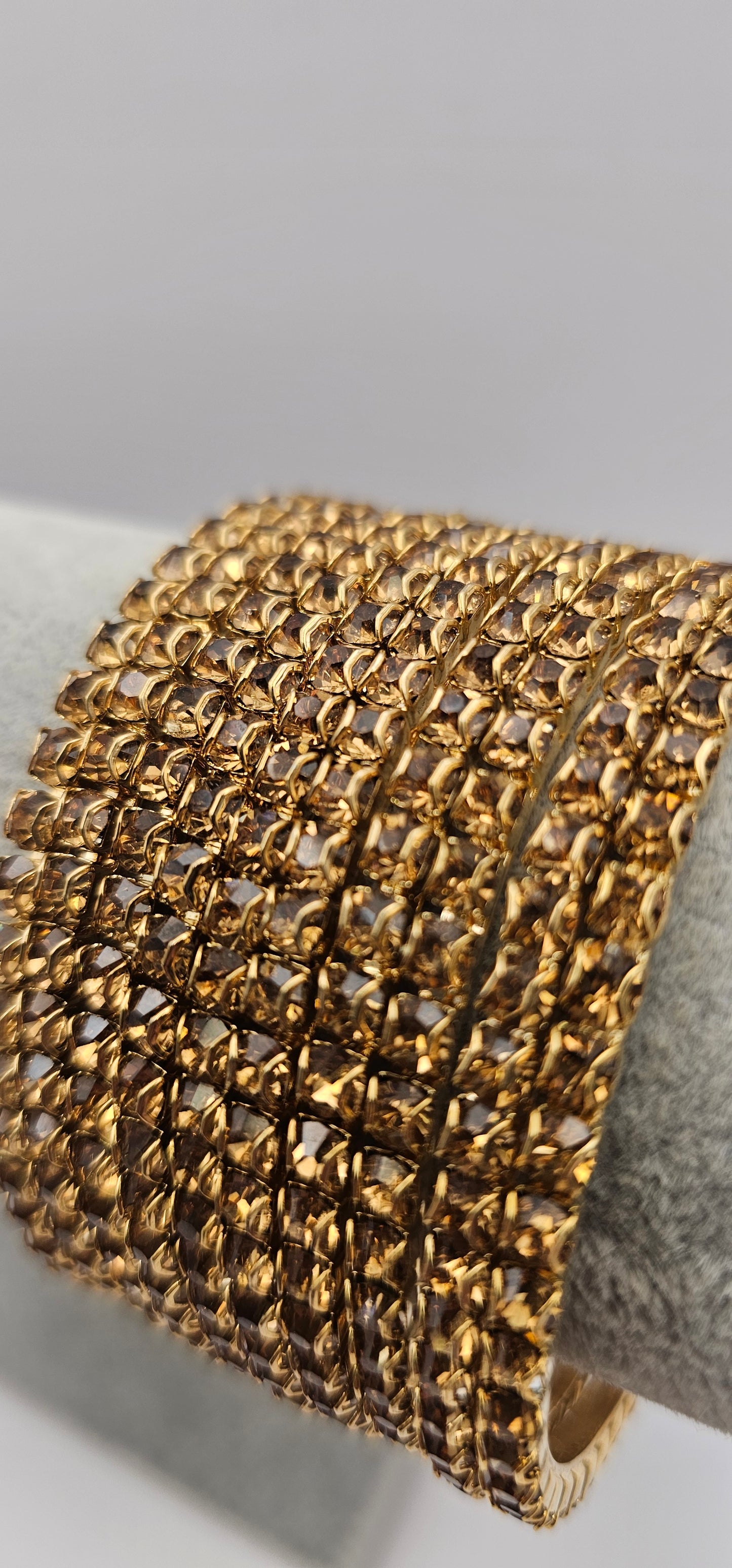Touchstone "Golden Bangle Collection Indian Bollywood Stunning Clear Rhinestone Size 2.10