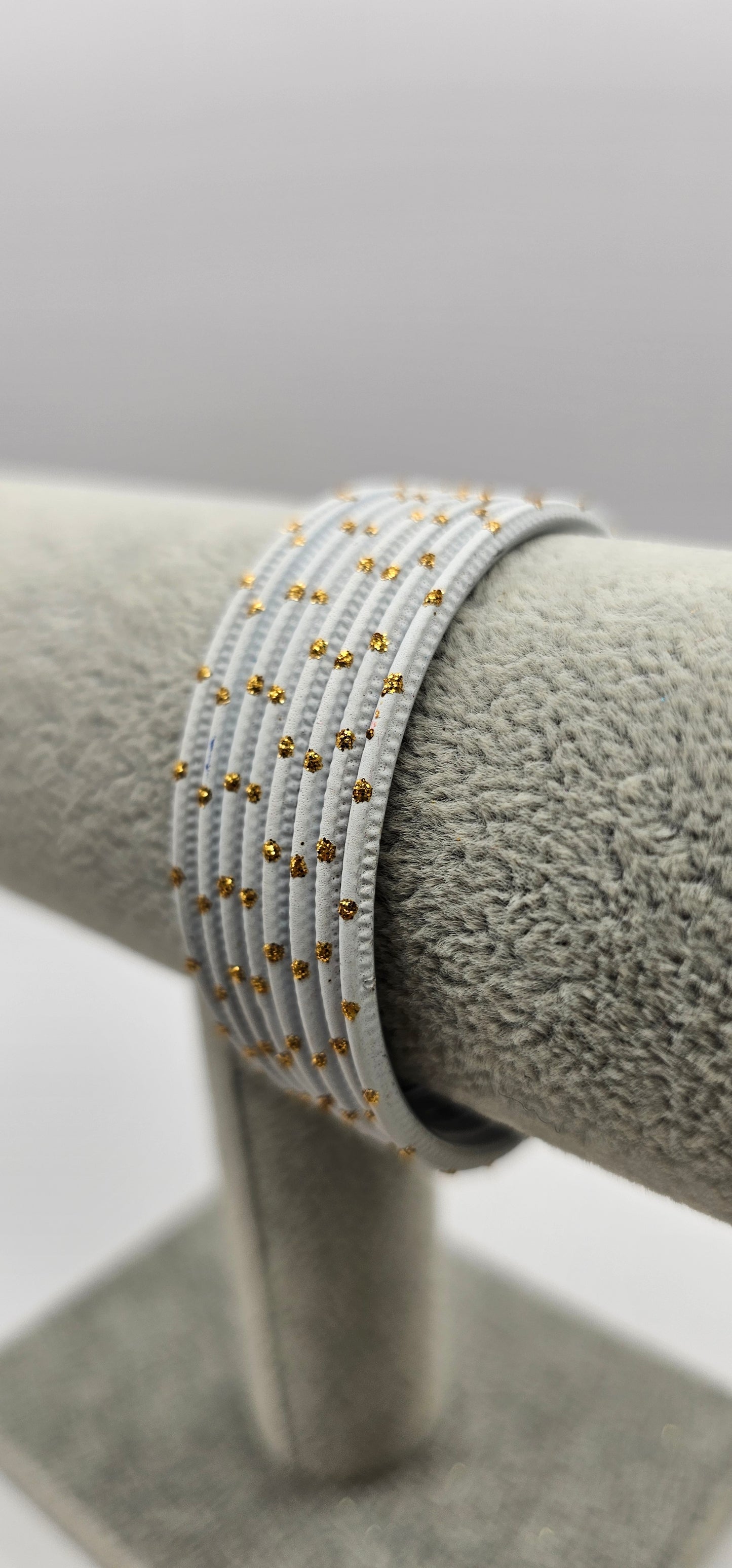 Light Blue & Gold Dot Metal Bangles