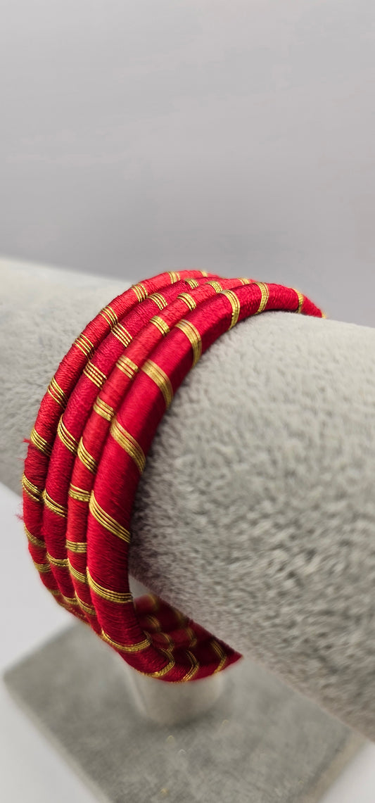 Red & Gold Fabric Bangles