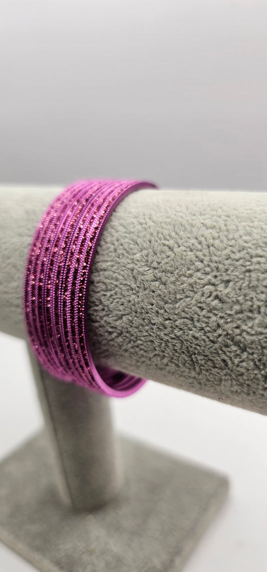 Light Pink Sparkly Indian Metal Bangles Size 2.6