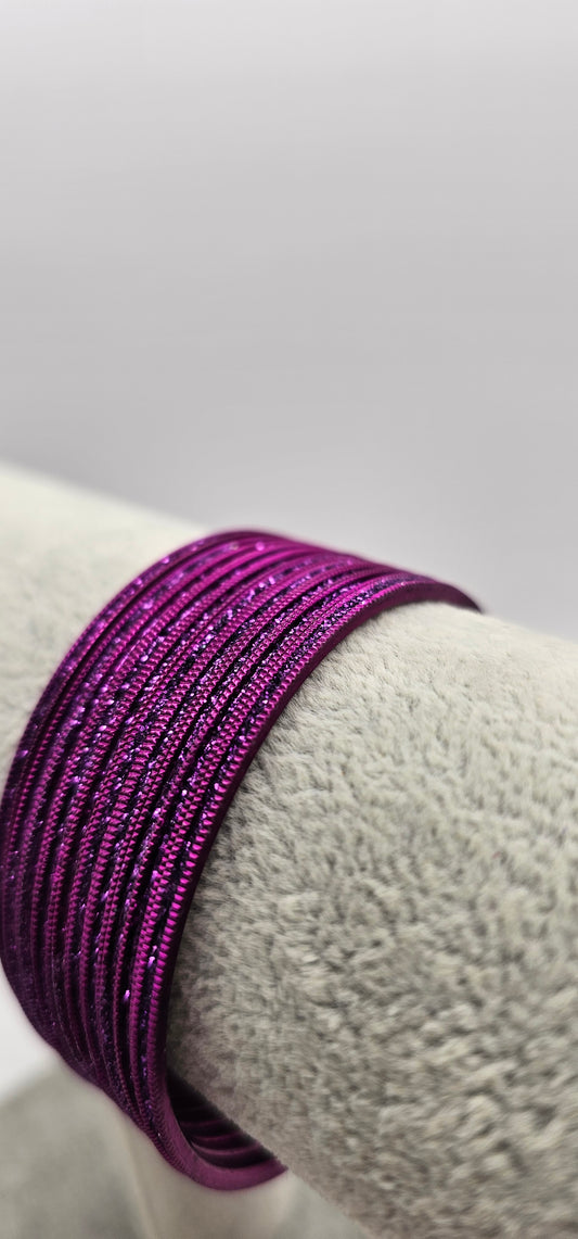 Light Purple Sparkly Metal Bangles Size 2.8