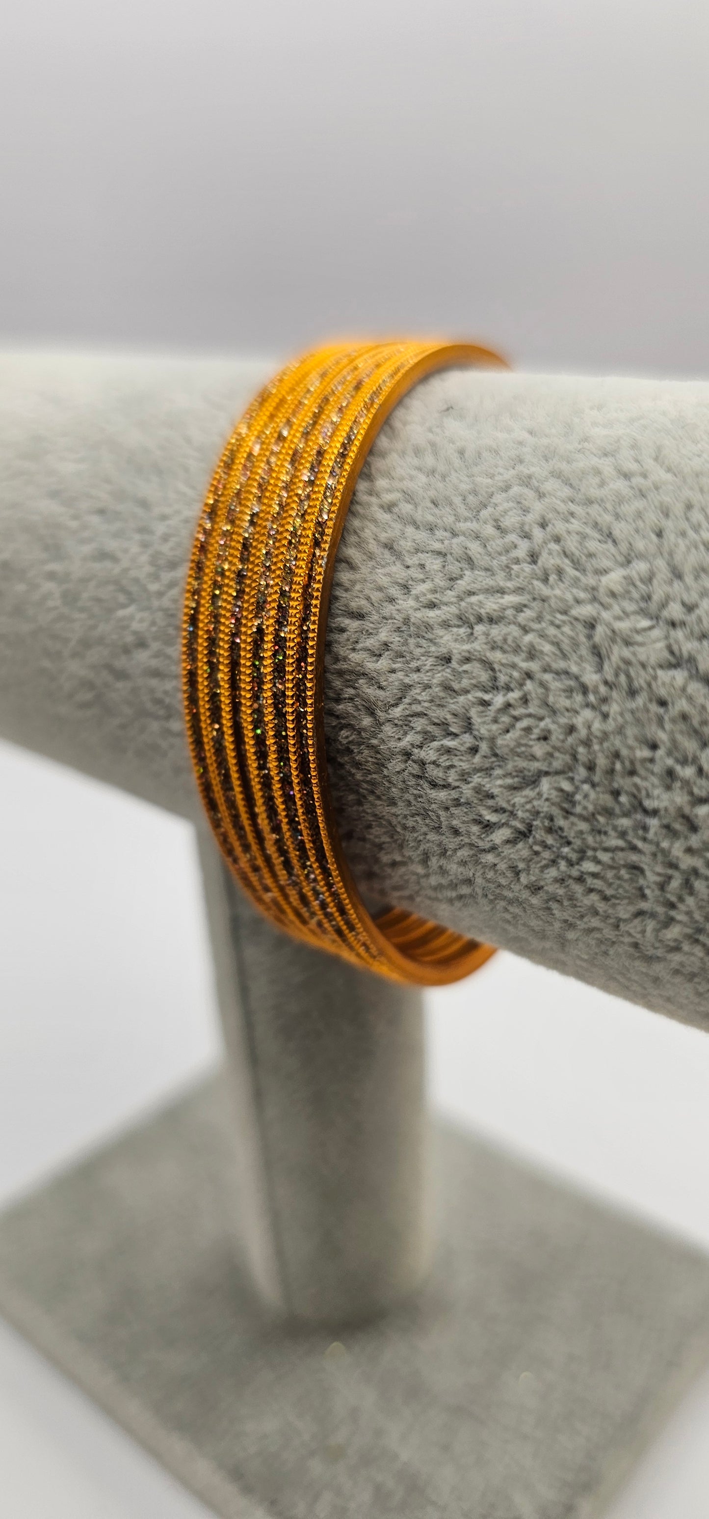 Orange Sparkly Indian Bangles Size 2.4