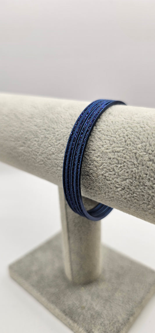 Navy Sparkly Metal Bangle Size 2.6