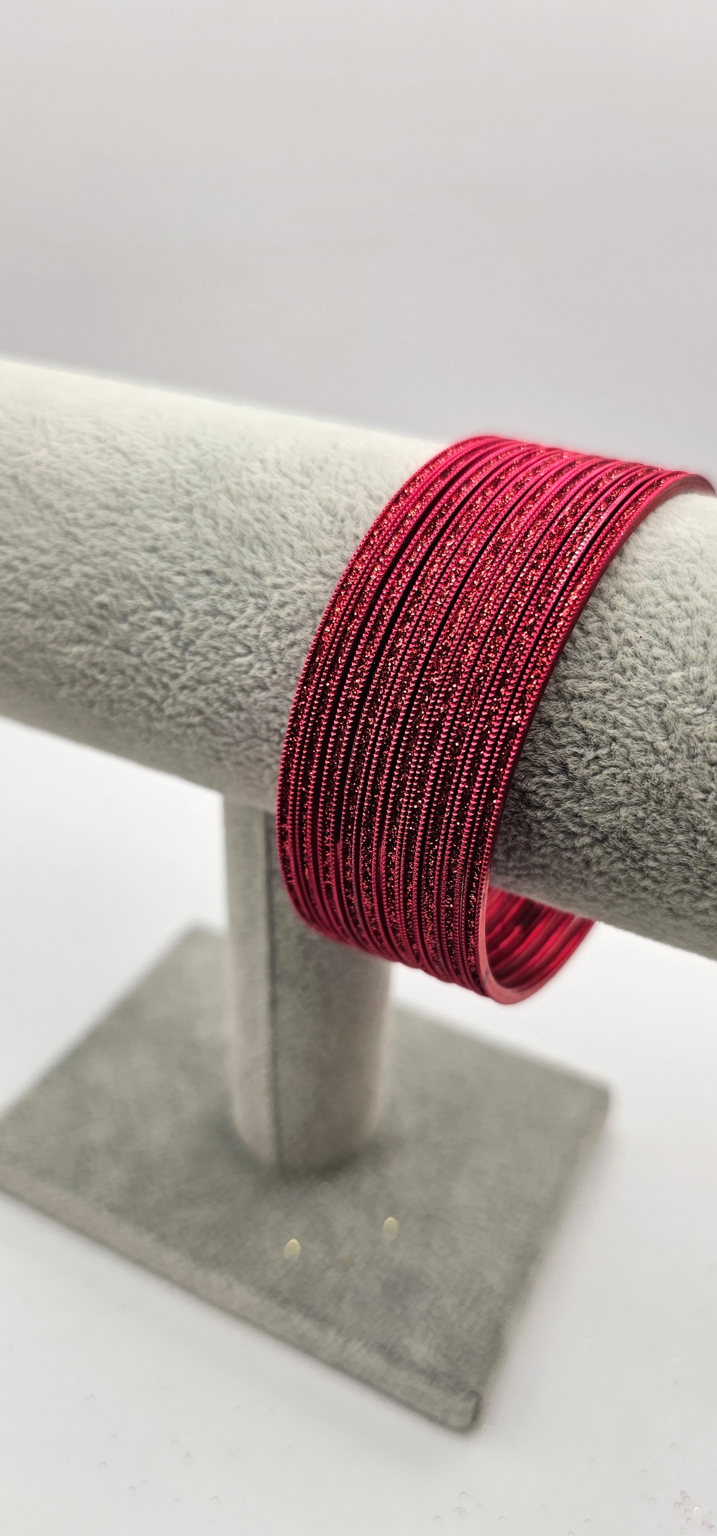 Red Indian Sparkly Metal Bangles Size 2.8