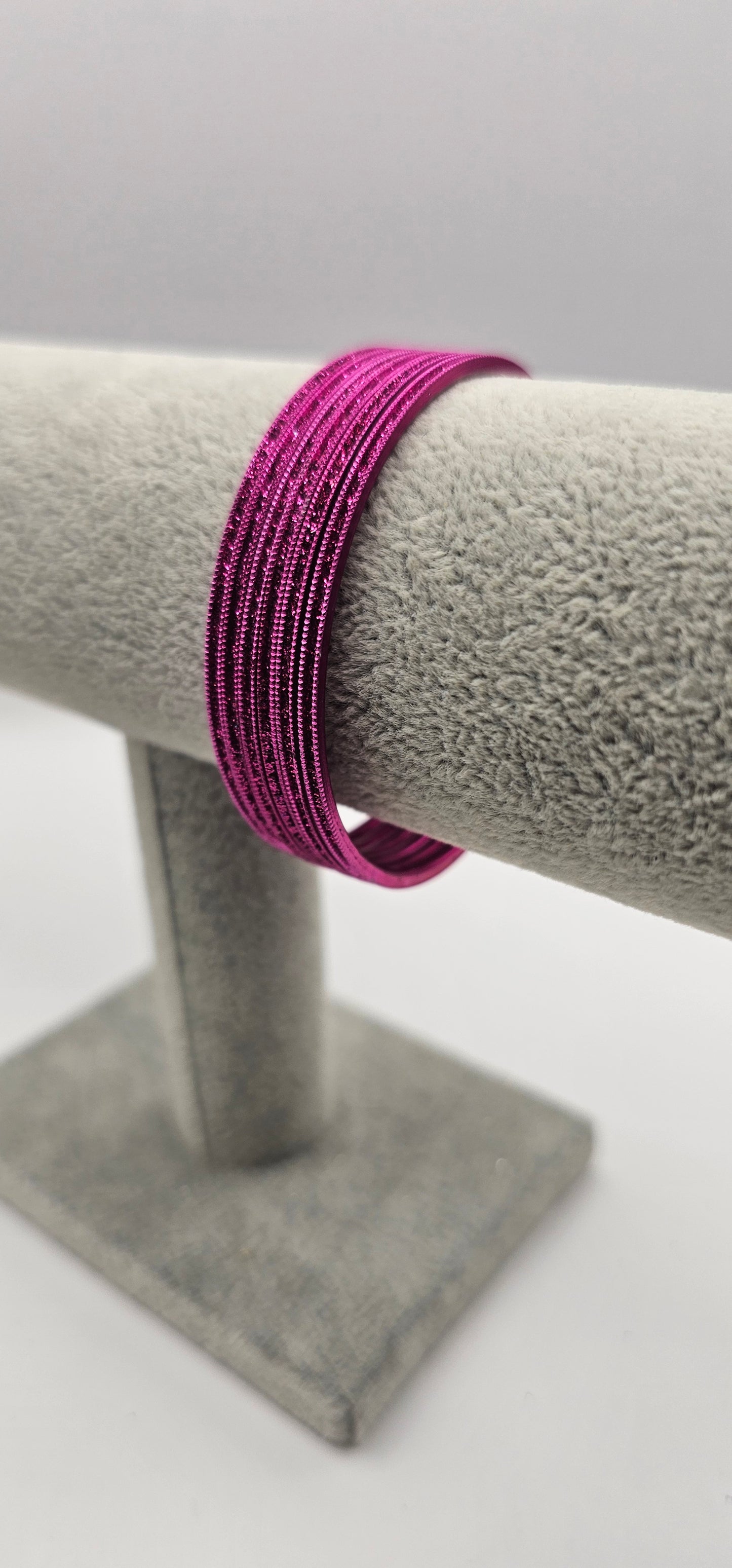 Cerise Sparkly Metal Bangles Size 2.6