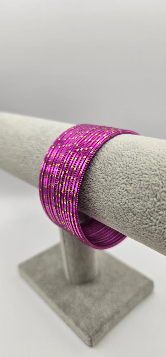 Cerise & Gold Dot Metal Bangle Size 2.10