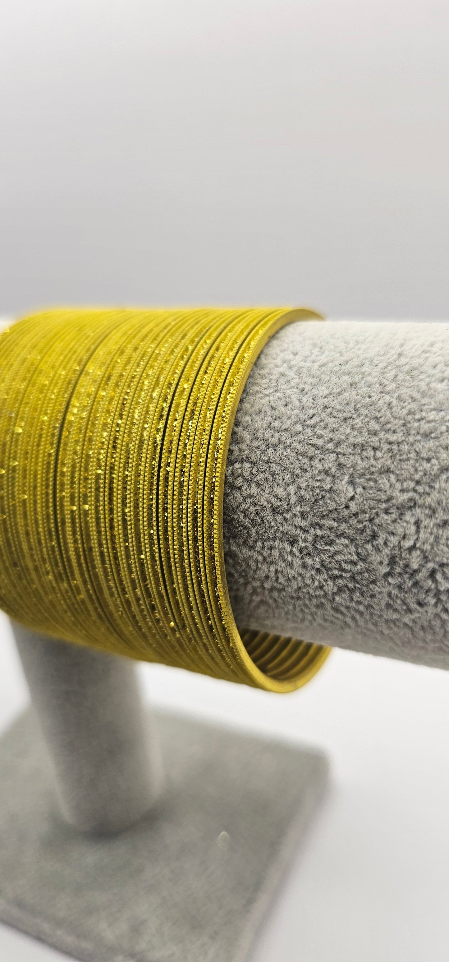 Yellow & Gold Sparkly Metal Bangles Size 2.6