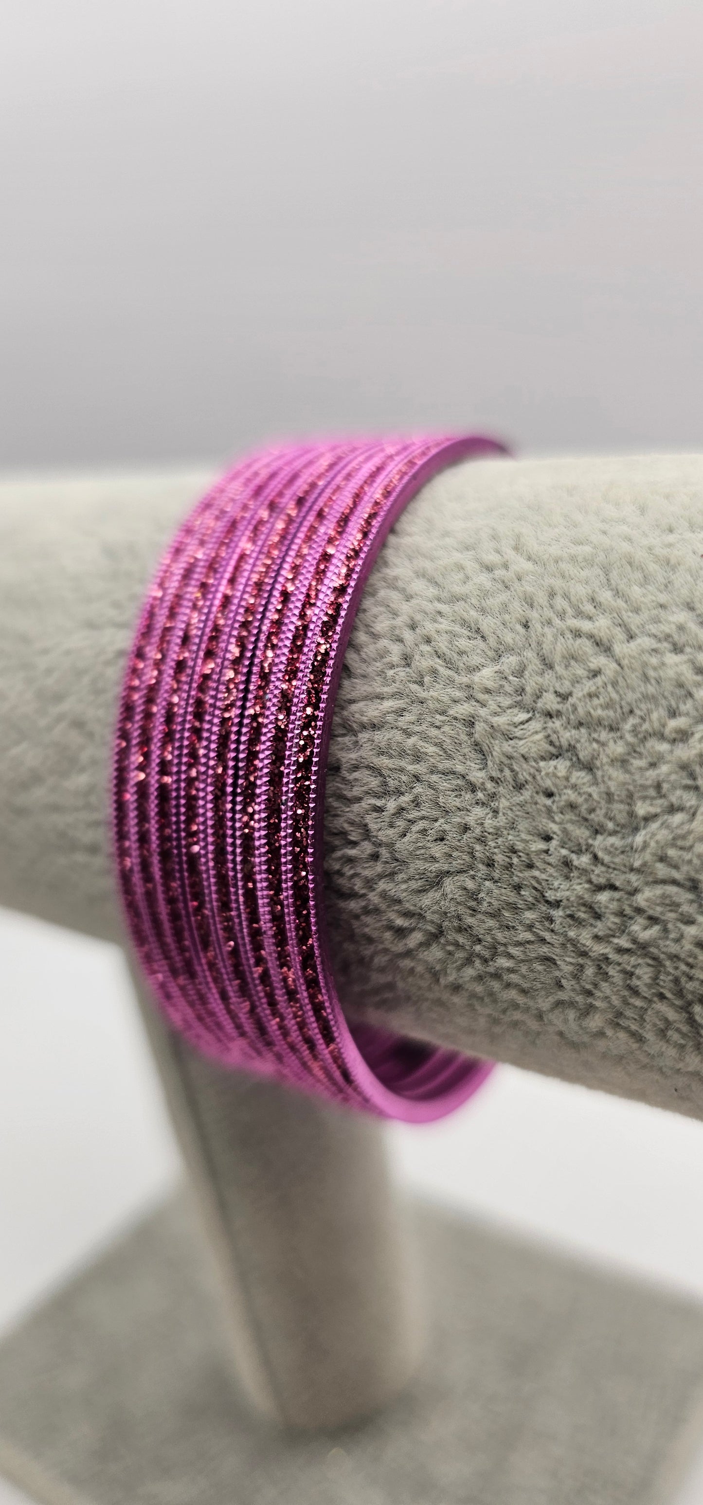 Light Pink Sparkly Indian Metal Bangles Size 2.6
