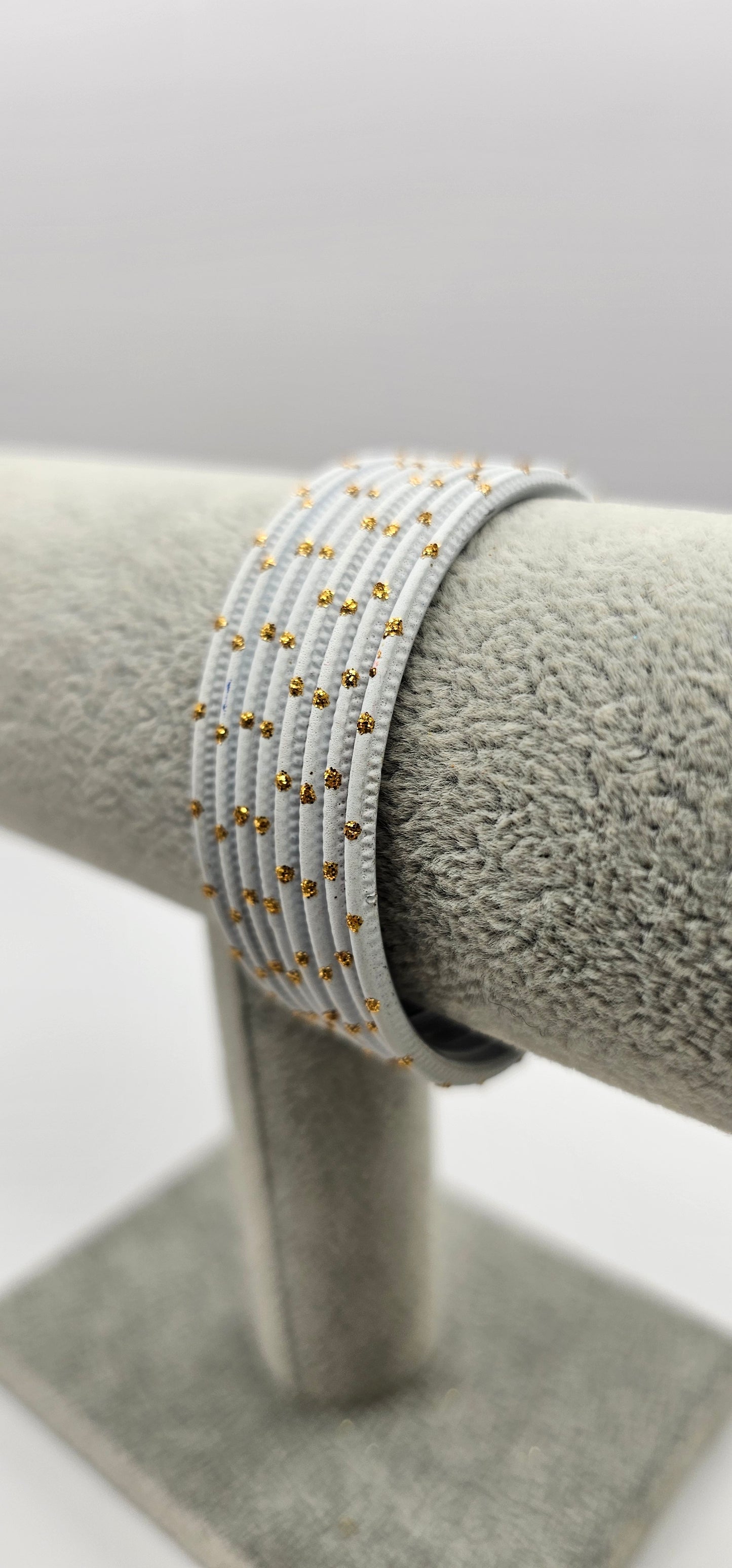 Light Blue & Gold Dot Metal Bangles