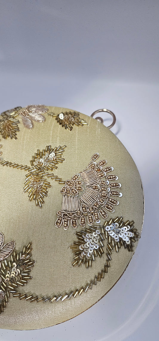 Embroidered Gold Clutch Bag