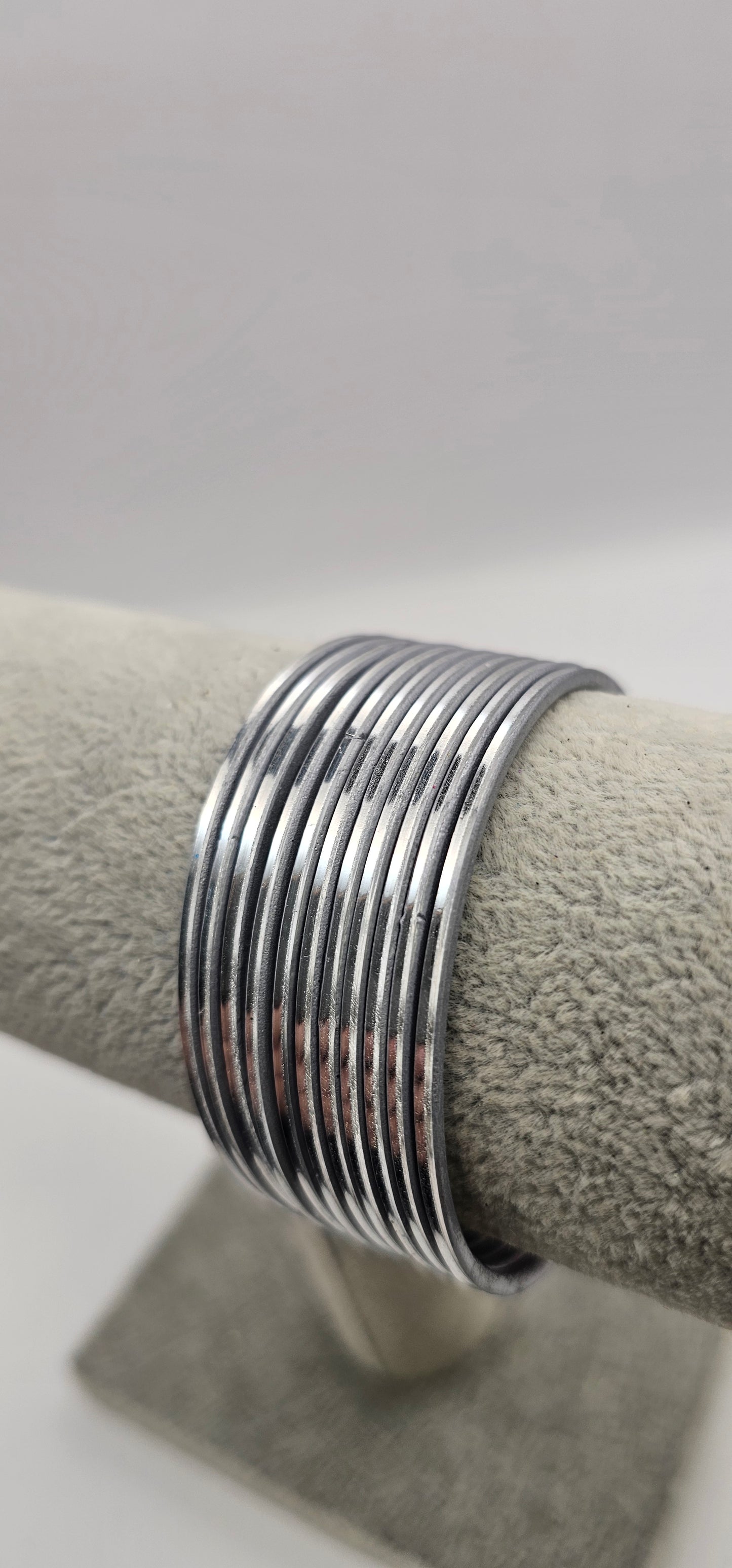 Silver Plain Metal Bangles Size 2.4
