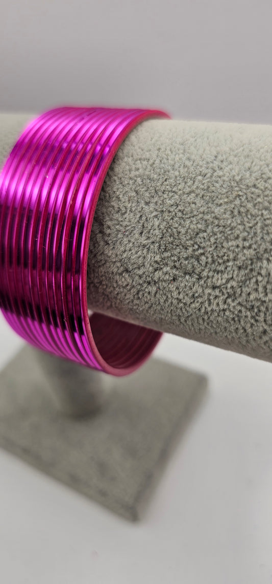 Matte Fuschia Plain Metal Bangles Size 2.8