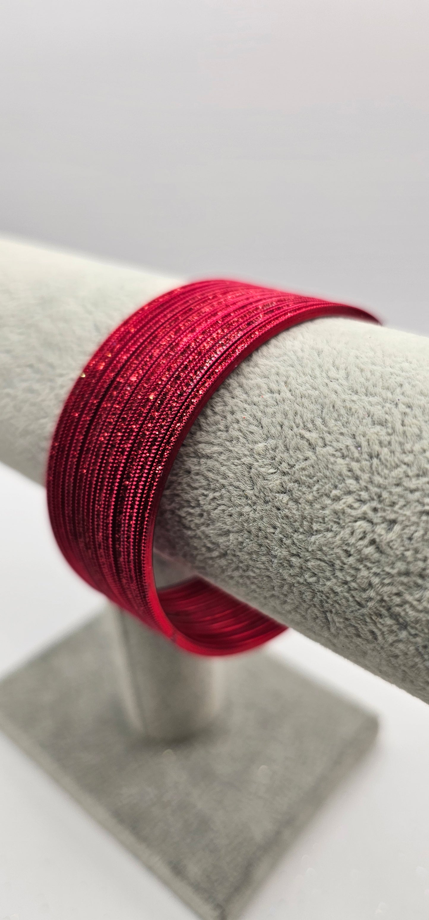 Red Indian Sparkly Metal Bangles Size 2.8