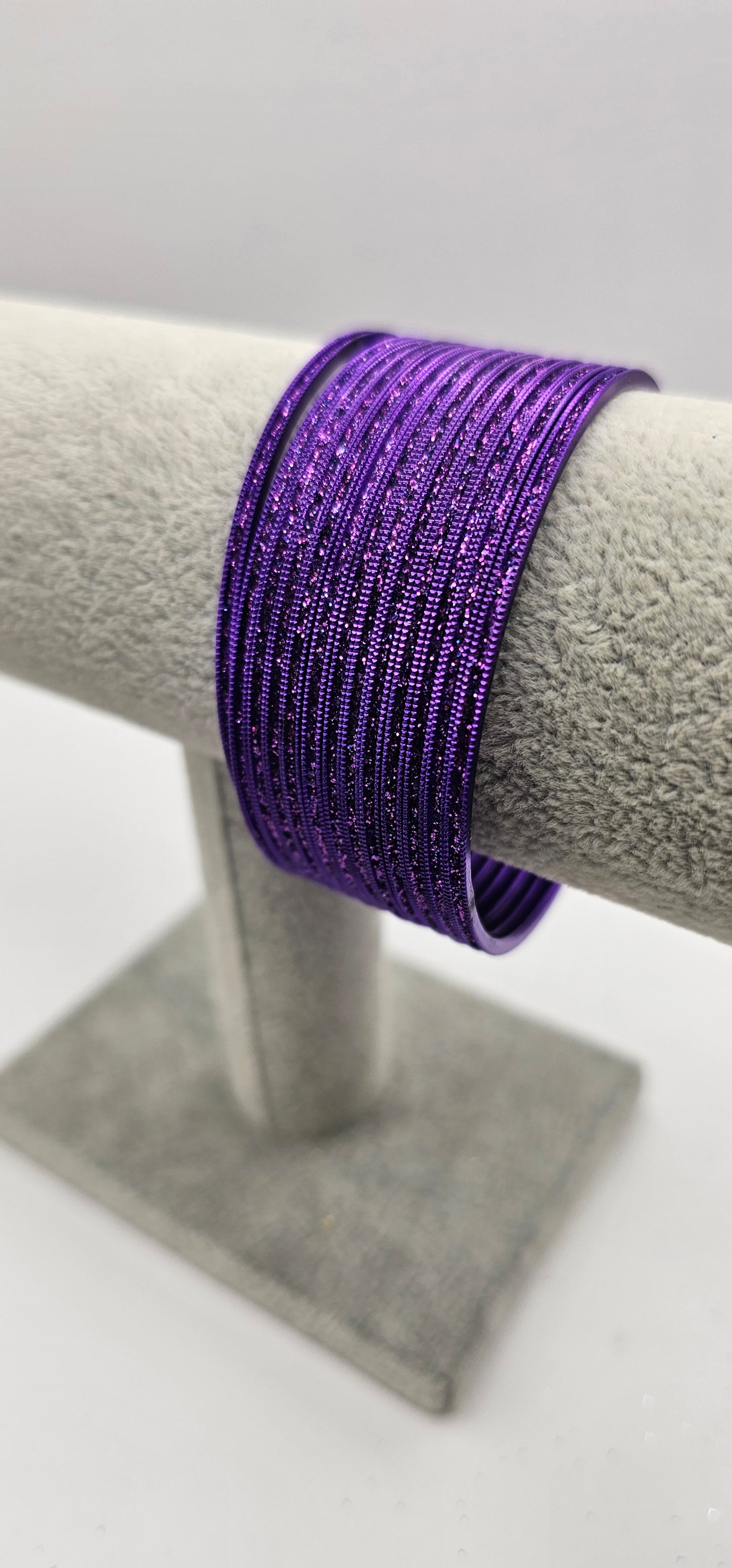 Dark Purple Sparkly Metal Bangles Size 2.8