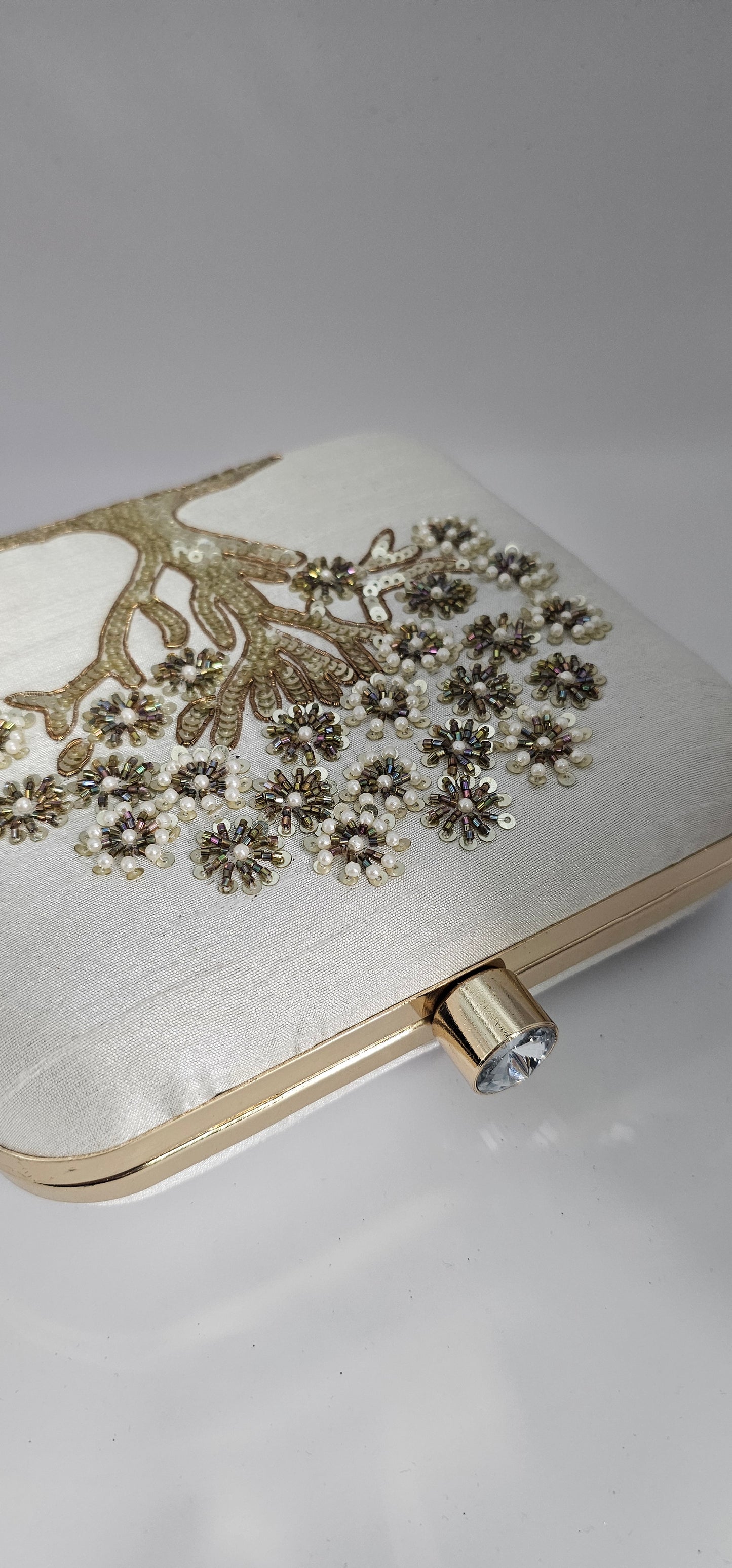 Juhi Gold & Pearl Embroidered Clutch